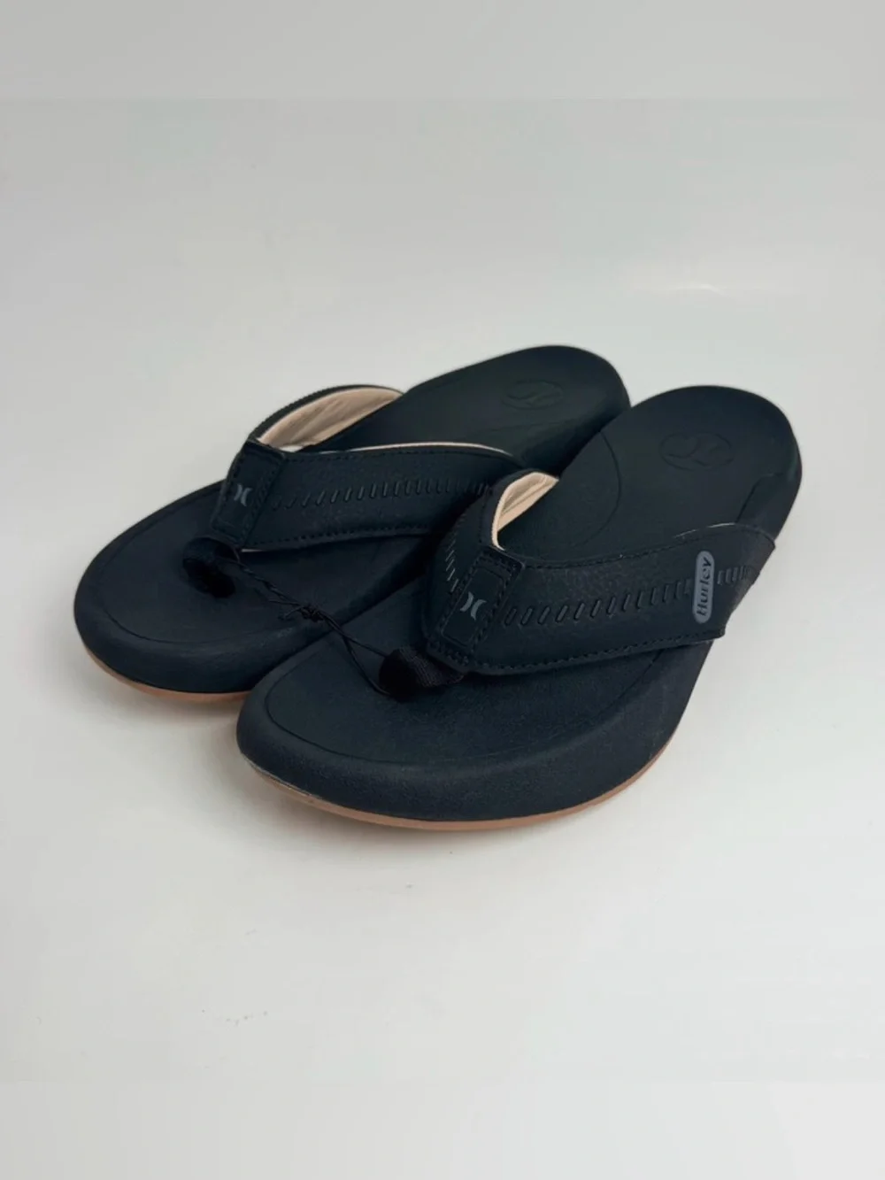 Hurley Black Women's Thong Sandals with Tan Outsole